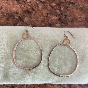 Elegant Two Tone Sterling Silver Hoop Earrings